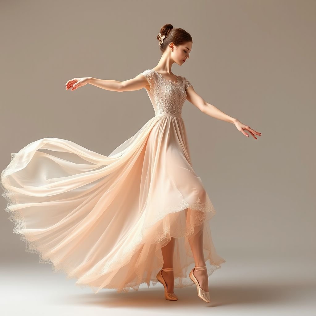 lyrical team dance costume simple
Design an elegant lyrical dance costume featuring flowing silks and delicate chiffon layers that cascade gracefully with every movement. Incorporate soft pastels and intricate lace detailing for a touch of refinement. The silhouette should be ethereal and feminine, enhancing the dancer's every motion while exuding an air of timeless sophistication.