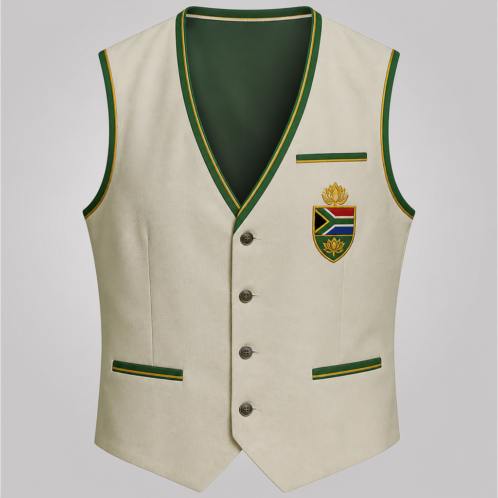 A Male Top design, suitable for Summer. make a waistcoat put that badge on left and write BBL on top of it with yellow color. South Africa fashion aesthetics.
photorealistic fashion design, A Male Top design, suitable for Summer. make a waistcoat put that badge on left and write BBL on top of it with yellow color. South Africa fashion aesthetics., just the design no text