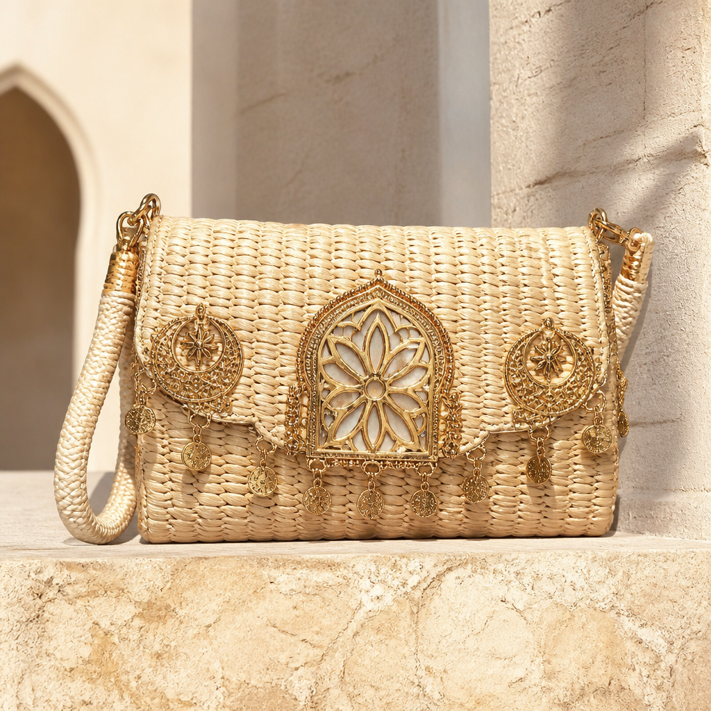 A Female Accessories design, suitable for Summer, in Designer style. i want to reinnovate it to be more classy for ceremonies. Tunisia fashion aesthetics.
photorealistic fashion design, A Female Accessories design, suitable for Summer, in Designer style. i want to reinnovate it to be more classy for ceremonies. Tunisia fashion aesthetics., designer style, just the design no text
