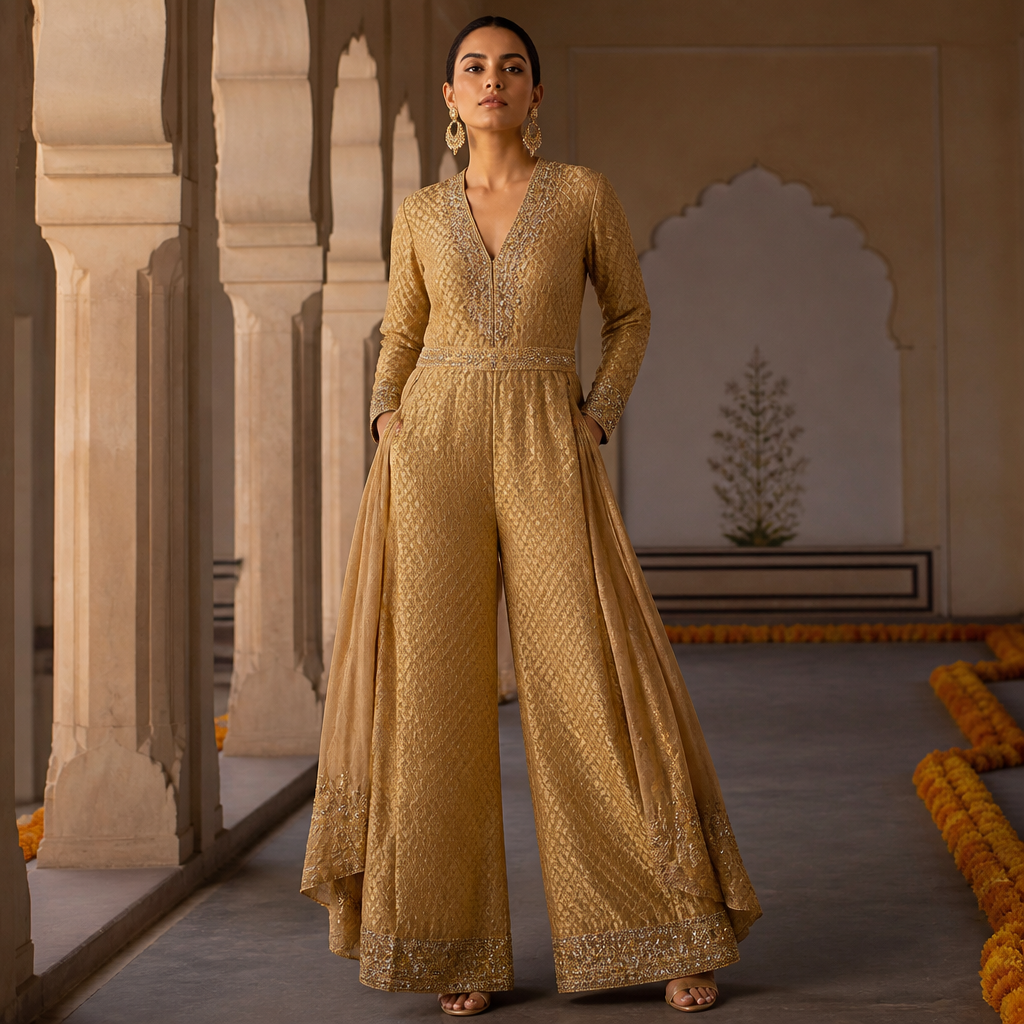 A Jumpsuit design, in Festival style. a jumpsuit like a royal family. India fashion aesthetics.
photorealistic fashion design, A Jumpsuit design, in Festival style. a jumpsuit like a royal family. India fashion aesthetics., festival style, just the design no text