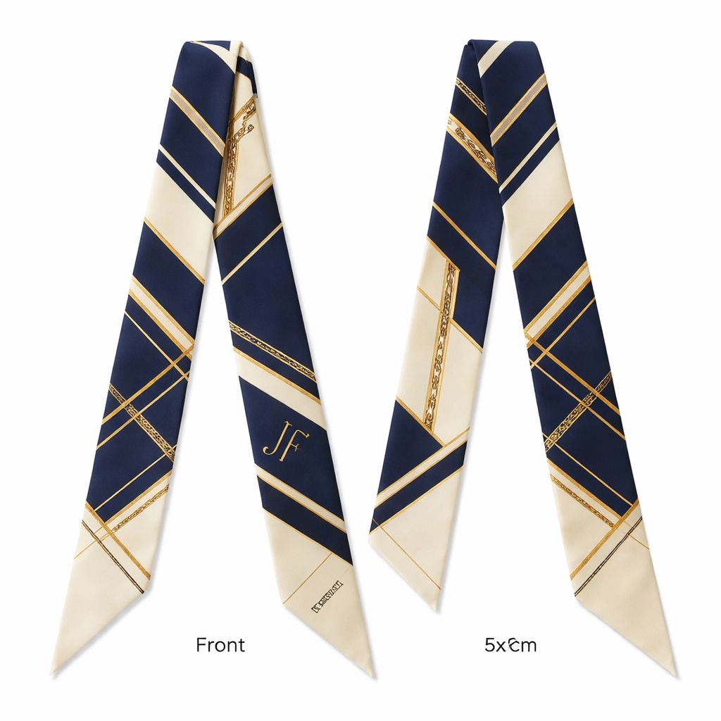 Design me a silk scarf that is 5x 86cm to be wrapped on the top handle of a handbag. It need to be iconic for my brand Jolie Franc. It would be classic geometric abstract and tailored
More simple and more iconic
Design me a silk scarf that is 5x 86cm to be wrapped on the top handle of a handbag. It need to be iconic for my brand Jolie Franc. It would be classic geometric abstract and tailored
More simple and more iconic , classic style, show front and back