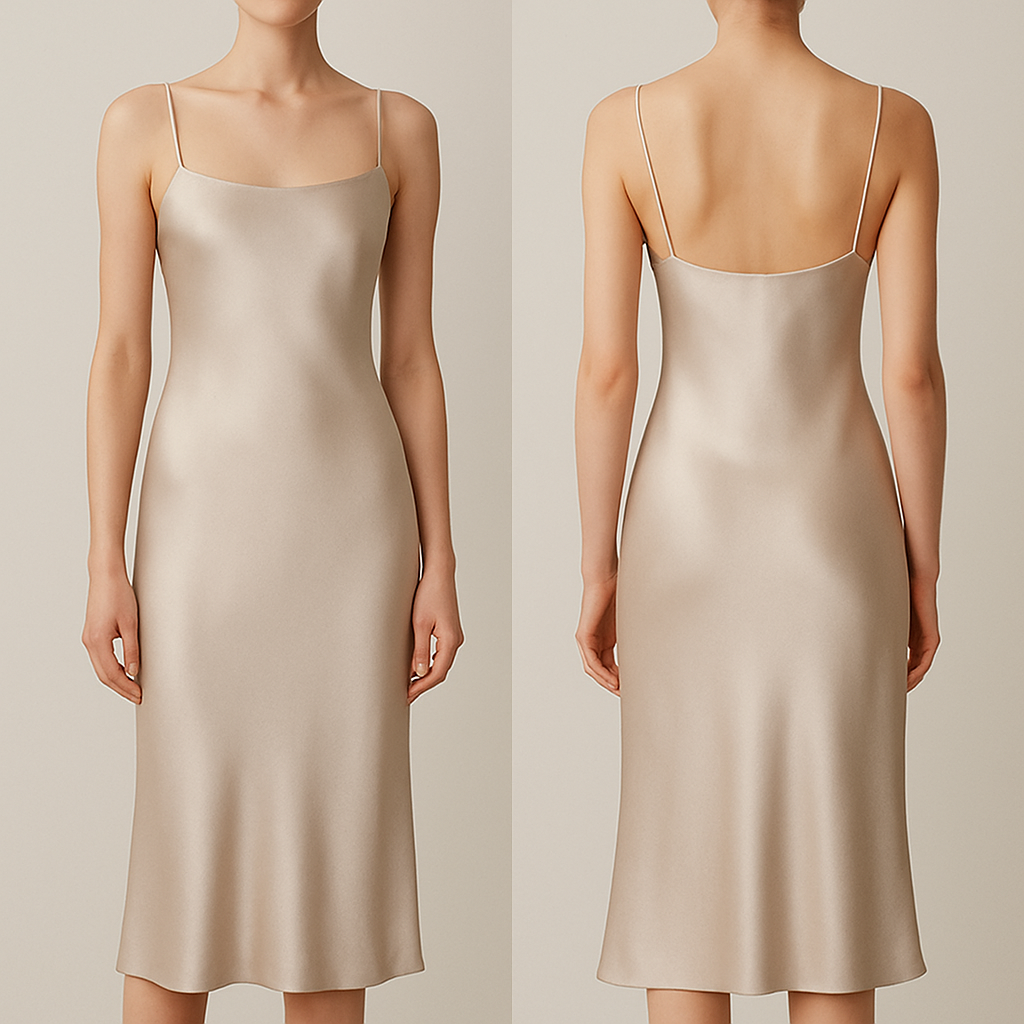 Give me sateen dress
Give me sateen dress, minimalist style, show front and back