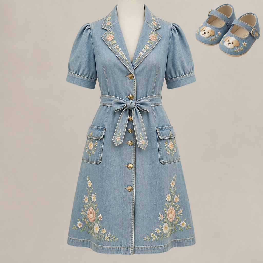 A Coat design, made of Denim, for Formal, suitable for Summer, in Cottagecore style. een schatige shoentjes 1 jaar blauw met honden er op
photorealistic fashion design, A Coat design, made of Denim, for Formal, suitable for Summer, in Cottagecore style. een schatige shoentjes 1 jaar blauw met honden er op, cottagecore style, just the design no text