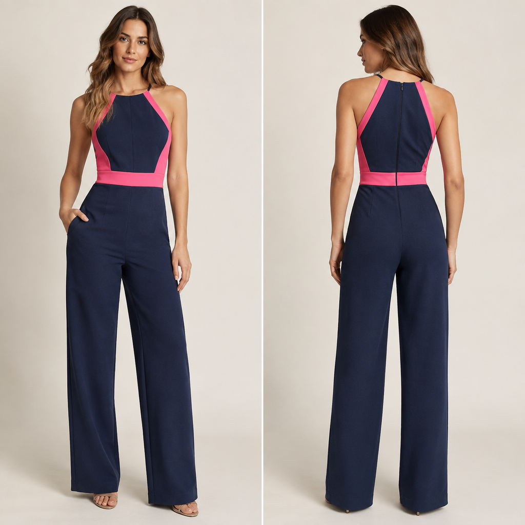 A Jumpsuit design. um macacão azul com detalhes em rosa. Brazil fashion aesthetics. Present it as professional fashion catalogue photography: the garment is the subject, shown full-length with editorial styling, neutral posing and tasteful, non-suggestive framing.
photorealistic fashion design, A Jumpsuit design. um macacão azul com detalhes em rosa. Brazil fashion aesthetics. Present it as professional fashion catalogue photography: the garment is the subject, shown full-length with editorial styling, neutral posing and tasteful, non-suggestive framing., just the design no text