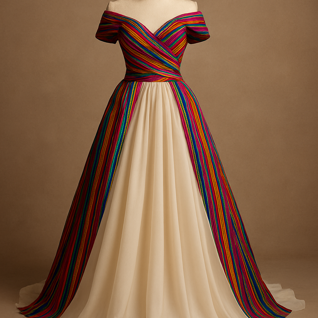 Create a one of a kind wedding dress using colorful aso oke and a cream chiffon fabric, that will look unique, graceful, And attractive.
Create a one of a kind wedding dress using colorful aso oke and a cream chiffon fabric, that will look unique, graceful, And attractive., classic style