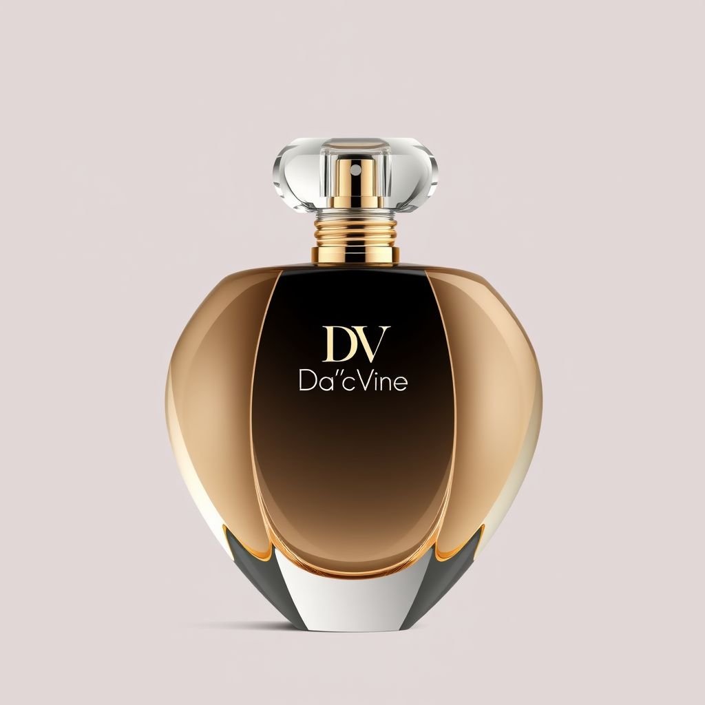 Perfume roll on oil with the name “Da’Vine” on it. With DV on it. Shape the bottle as a flower
Design a sleek perfume roll-on oil bottle, inspired by business fashion elegance. The bottle, shaped like a sophisticated flower, exudes professionalism with a minimalist design. Adorn it with the name “Da’Vine” in chic typography and a prominent "DV" logo. Use a palette of muted tones for a polished, corporate look.