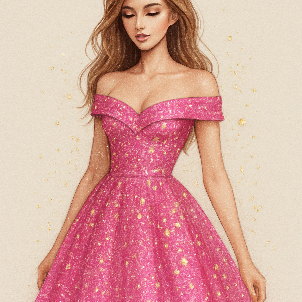 A beautiful girl with pink shimmers and shine and gold flakes added in sequence sparkly

A beautiful girl with pink shimmers and shine and gold flakes added in sequence sparkly