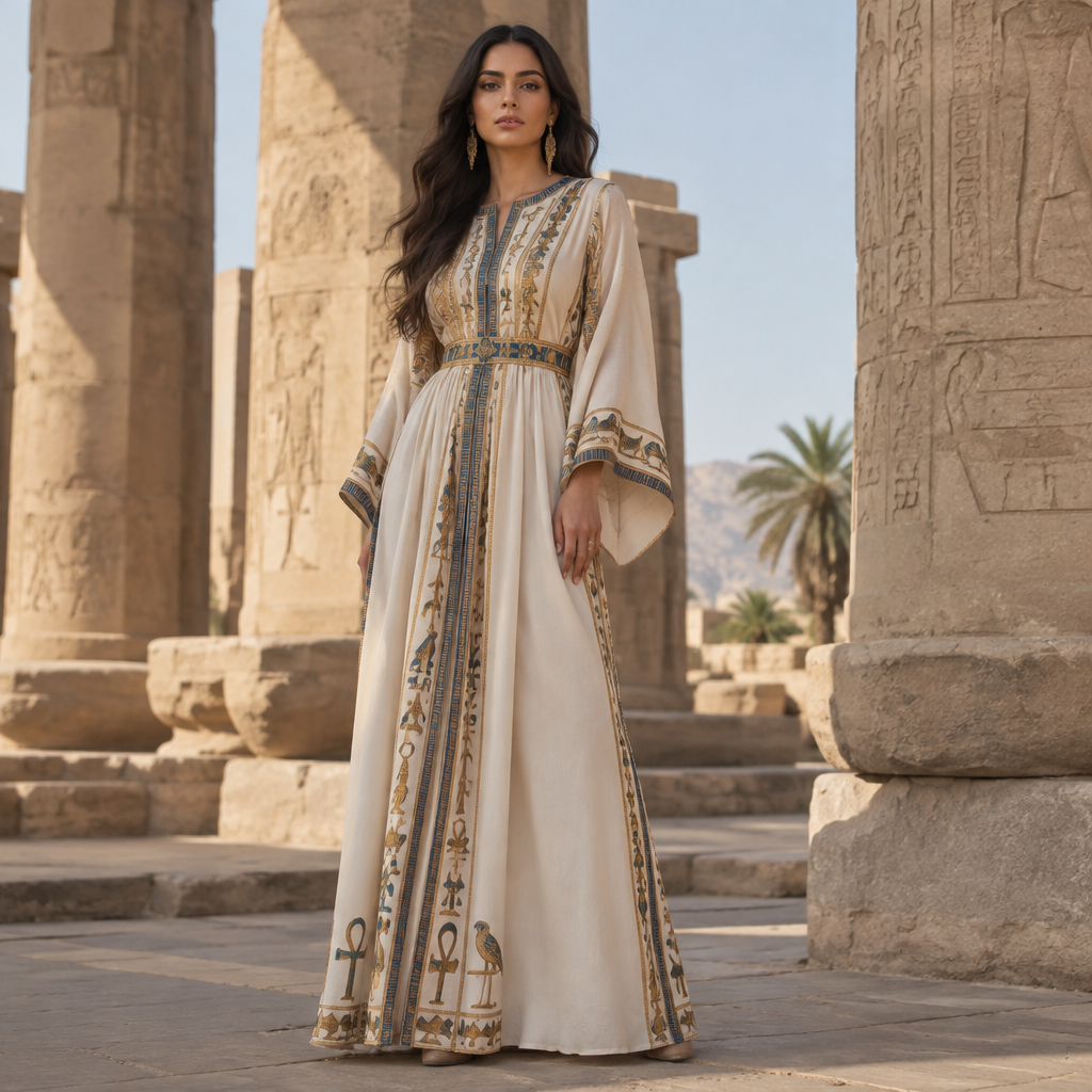 A Female Dress design, suitable for Fall. Egypt fashion aesthetics. Present it as professional fashion catalogue photography: the garment is the subject, shown full-length with editorial styling, neutral posing and tasteful, non-suggestive framing.
photorealistic fashion design, A Female Dress design, suitable for Fall. Egypt fashion aesthetics. Present it as professional fashion catalogue photography: the garment is the subject, shown full-length with editorial styling, neutral posing and tasteful, non-suggestive framing., just the design no text