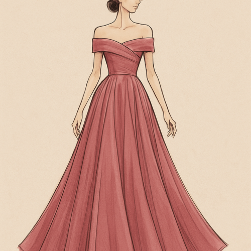 Dress with off-shoulder 