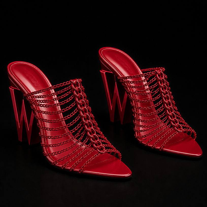 Make them in red
edit the attached fashion design with these instructions: Make them in red. keep it photorealistic, just the design no text