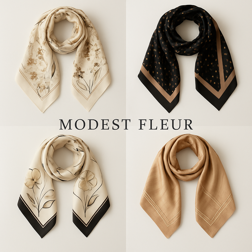 Create me different designs of scarves first In the world by making them unique and chic sophisticated for my brand “Modest Fleur
Create me different designs of scarves first In the world by making them unique and chic sophisticated for my brand “Modest Fleur