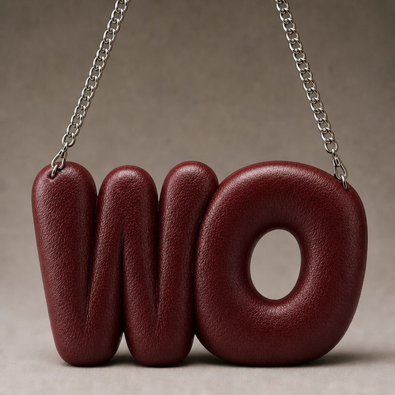 Make this bag in burgundy leather
edit the attached fashion design with these instructions: Make this bag in burgundy leather. keep it photorealistic, just the design no text