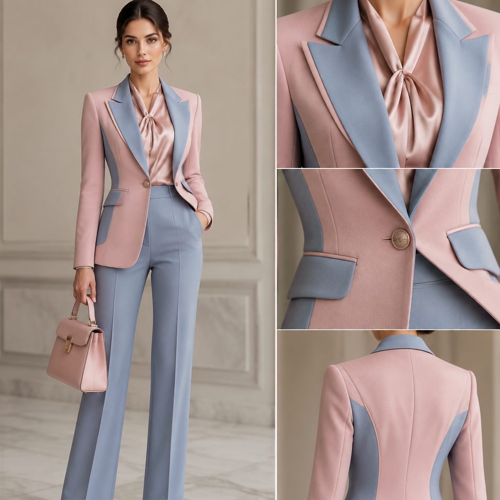 Nice official wear with suit on it I want it to be high quality and class for an appointment meeting for my client I want it in pink and blue elegant
photorealistic fashion design, Nice official wear with suit on it I want it to be high quality and class for an appointment meeting for my client I want it in pink and blue elegant
, just the design no text