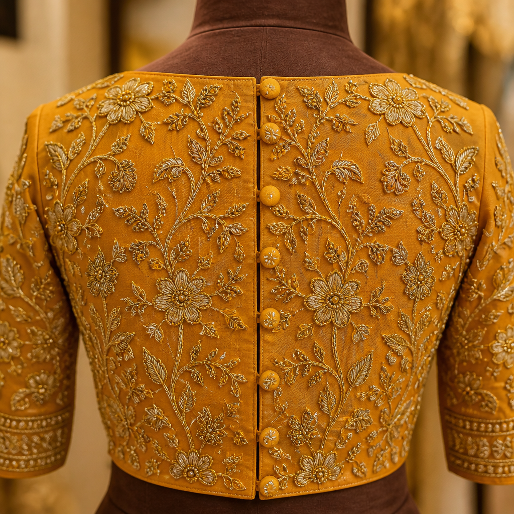 in Business style. this bunch in maggam work blouse. India fashion aesthetics.
photorealistic fashion design, in Business style. this bunch in maggam work blouse. India fashion aesthetics., business style, just the design no text
