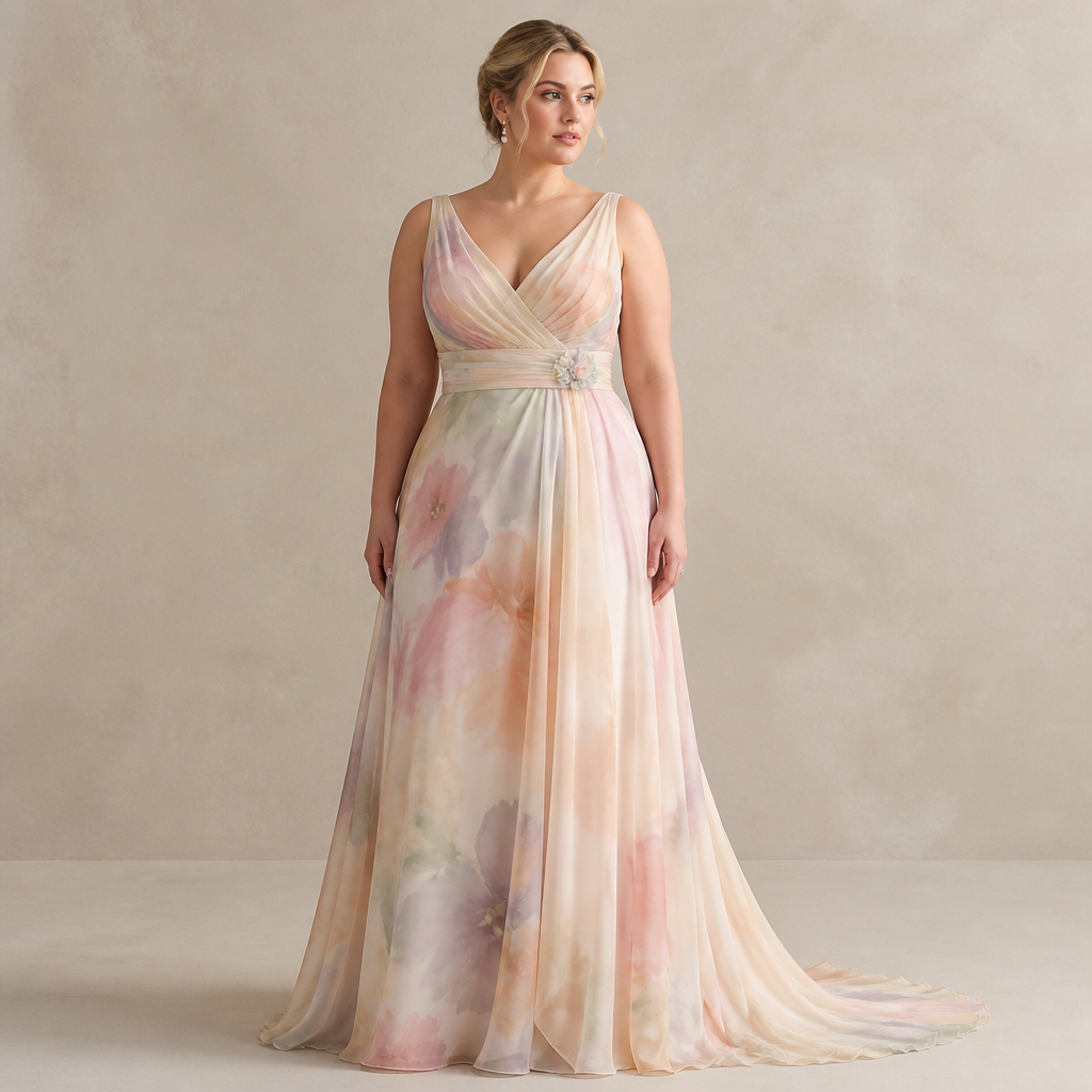 A Dress design, made of Silk, with a light, flowing drape, in a Pastels color palette, for Wedding, suitable for Spring, in Classic style, shown on a model with fair skin and a curvy figure. IQ fashion aesthetics. Present it as professional fashion catalogue photography: the garment is the subject, shown full-length with editorial styling, neutral posing and tasteful, non-suggestive framing.
photorealistic fashion design, A Dress design, made of Silk, with a light, flowing drape, in a Pastels color palette, for Wedding, suitable for Spring, in Classic style, shown on a model with fair skin and a curvy figure. IQ fashion aesthetics. Present it as professional fashion catalogue photography: the garment is the subject, shown full-length with editorial styling, neutral posing and tasteful, non-suggestive framing., classic style, just the design no text