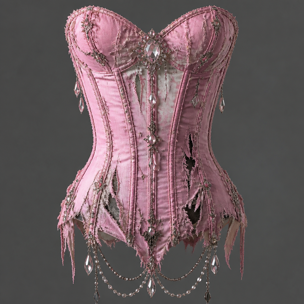 Pink with toons of crystals
photorealistic fashion design, Pink with toons of crystals , grunge style, just the design no text