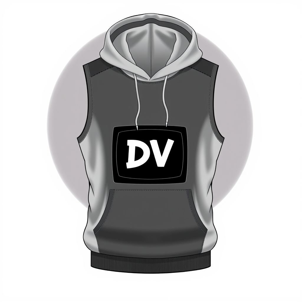 Manfinity RelaxMax Men's Simple Fashion Casual Sleeveless Vest with hood for Daily Wear. With “DV” inside a blank TV in front
Create a laid-back fashion design featuring a men's sleeveless vest made from soft, breathable fabric. The RelaxMax style showcases a relaxed fit with a sporty hood, perfect for daily wear. The front features a blank TV graphic displaying “DV” in a trendy, minimalist font, embodying casual coolness and urban flair.