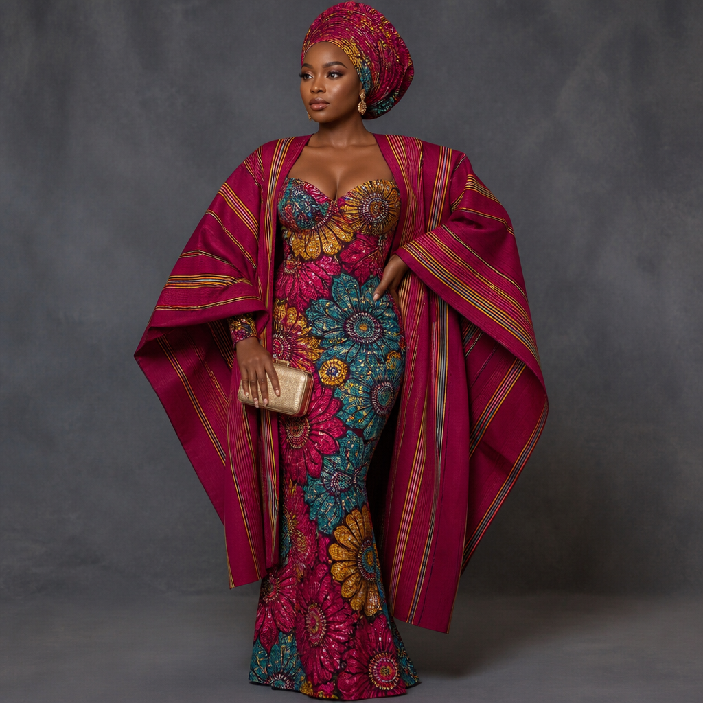 A Female fashion design. Consider Nigerian fashion — Ankara prints, aso-oke, adire, agbada; vibrant patterns, head-wraps (gele), bold colors and statement pieces.
photorealistic fashion design, A Female fashion design. Consider Nigerian fashion — Ankara prints, aso-oke, adire, agbada; vibrant patterns, head-wraps (gele), bold colors and statement pieces., just the design no text