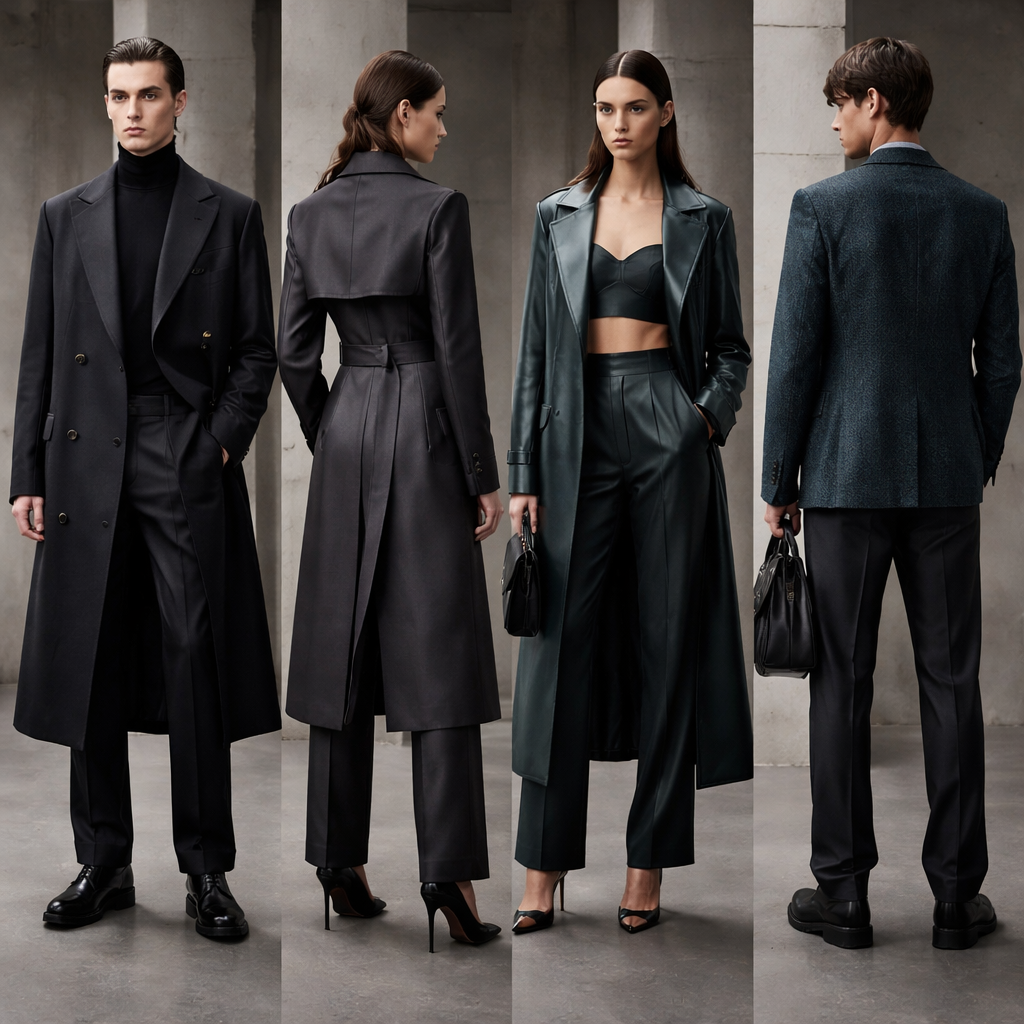 Brutalist Luxe
Evolve last season’s Industrial Futurism story into a sleeker, crispier look for tailoring and contemporary ranges.
Design strategies
Draw upon wardrobe classics like overcoats, trenches and tailored trousers, modernising them with sleek cuts, silky finishes and gritty yet polished surfaces inspired by the raw charm of brutalist architecture
Contrasting silhouettes of oversized and fitted work well here while softly sculpted profiles, not too flowy and not too rigid, provide the perfect balance
Monochromatic pairings and grey tones are crucial. Explore Ultra Black options and consider mixing in dark green and teal tones for a luxe #ShadowyDarks combination
Develop consciously produced, versatile quality styles with #LongLastingDesign appeal to encourage investment and higher price points. Build durability into designs, testing fabric strength and considering double stitching, trim reinforcement and minimising points of failure
Source eco-friendly, metallic coatings and fibres such as ethical peace silks, FSC lyocell, cupro, viscose and recycled Lurex. Prioritise Circular Trims and Details
Relevant for: tailoring, outerwear, jackets, matching sets, cut-and-sew, knitwear, denim
Brutalist Luxe
Evolve last season’s Industrial Futurism story into a sleeker, crispier look for tailoring and contemporary ranges.
Design strategies
Draw upon wardrobe classics like overcoats, trenches and tailored trousers, modernising them with sleek cuts, silky finishes and gritty yet polished surfaces inspired by the raw charm of brutalist architecture
Contrasting silhouettes of oversized and fitted work well here while softly sculpted profiles, not too flowy and not too rigid, provide the perfect balance
Monochromatic pairings and grey tones are crucial. Explore Ultra Black options and consider mixing in dark green and teal tones for a luxe #ShadowyDarks combination
Develop consciously produced, versatile quality styles with #LongLastingDesign appeal to encourage investment and higher price points. Build durability into designs, testing fabric strength and considering double stitching, trim reinforcement and minimising points of failure
Source eco-friendly, metallic coatings and fibres such as ethical peace silks, FSC lyocell, cupro, viscose and recycled Lurex. Prioritise Circular Trims and Details
Relevant for: tailoring, outerwear, jackets, matching sets, cut-and-sew, knitwear, denim, kawaii style, show front and back