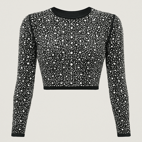 Long sleeve rhinestone crop top