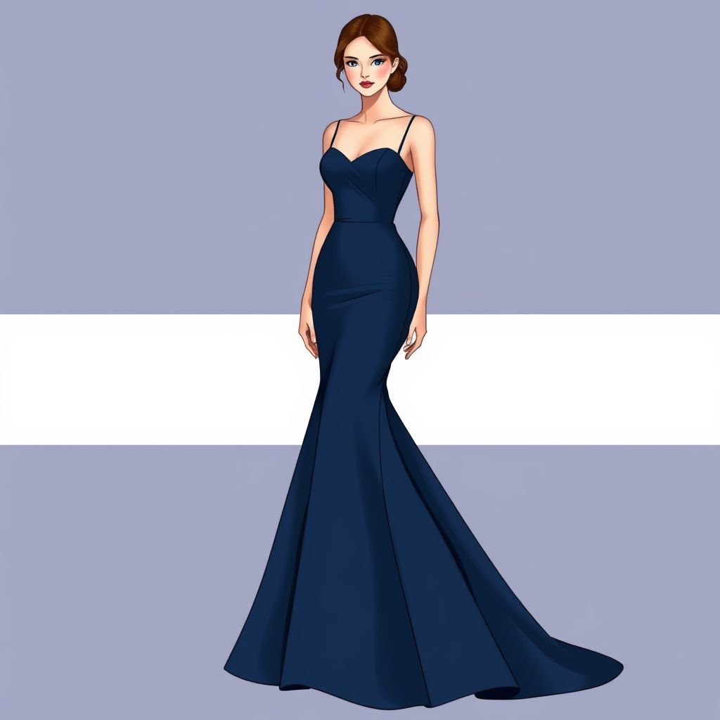“I want to design a navy blue prom dress in a mermaid shape. The dress should be long, fitted to the body, with thin straps at the bust area. It should look elegant and suitable for a prom nigh without any decoration just simpel and not satain
Design an exquisite navy blue prom dress in a timeless mermaid silhouette, flowing gracefully to the floor. The dress should feature a fitted bodice with delicate, thin straps, embracing classic elegance. Crafted from luxurious matte fabric, its simplicity and tailored lines evoke a sophisticated charm, ideal for a memorable night of celebration.