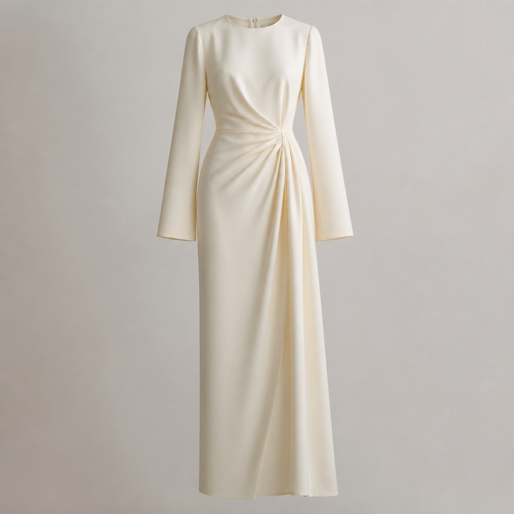 A Female Dress design, for Formal, in Minimalist + Elegant + Old Money style. Please provide only a picture of the dress without the model. Design with modest coverage.
photorealistic fashion design, A Female Dress design, for Formal, in Minimalist + Elegant + Old Money style. Please provide only a picture of the dress without the model. Design with modest coverage., minimalist style, just the design no text