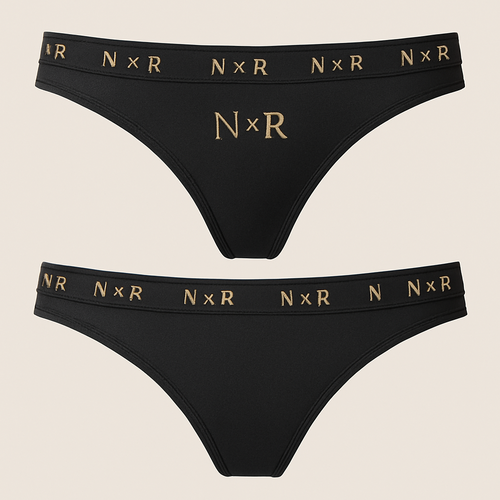 🖤 N x R – Trusse Design (produktillustration vejledning)

Form:
	•	Klassisk tanga/string med smal hofteelastik.
	•	Let V-form foran og smallere bagpå.

Materiale:
	•	Sort, mat mikrofiber eller satinblød nylon/spandex-blanding.
	•	Bløde sømme med diskret glans.

Farver:
	•	Base: dyb sort (#0A0A0A)
	•	Detaljer & logo: børstet guld (#D4AF37)

Elastik/linning:
	•	2 cm bred, sort elastik.
	•	Løber hele vejen rundt med gentaget “N x R”-logo i guld.
	•	Logoet trykkes med let metallic finish.

Logo-placering:
	•	Hovedlogo midt foran.
	•	Små gentagelser af “N x R” hele vejen rundt i linningen.

Finish:
	•	Inderside foret med blødt, åndbart stof.
	•	Lille sort label på indersiden med guldtekst “Made in Denmark”.
