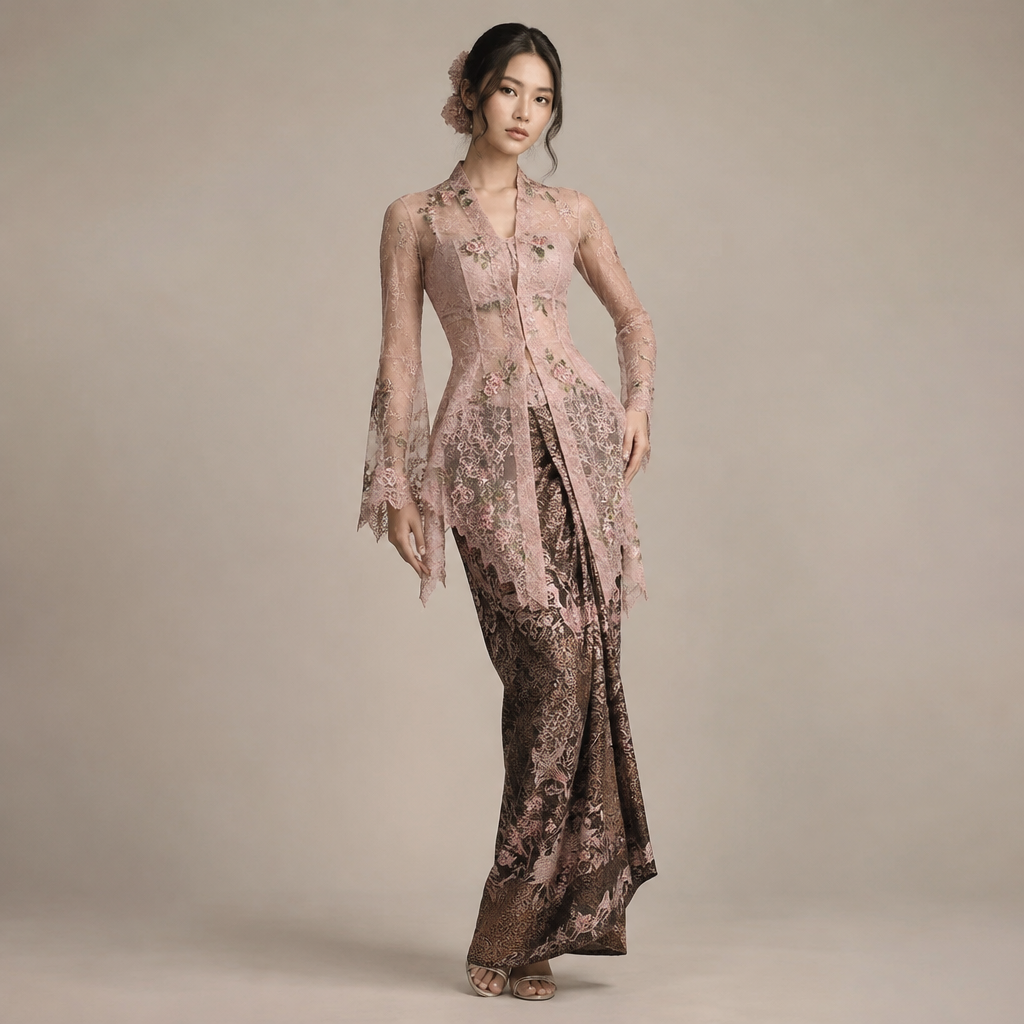 A Female Kebaya design, in Y2K style. Indonesia fashion aesthetics. Present it as professional fashion catalogue photography: the garment is the subject, shown full-length with editorial styling, neutral posing and tasteful, non-suggestive framing.
photorealistic fashion design, A Female Kebaya design, in Y2K style. Indonesia fashion aesthetics. Present it as professional fashion catalogue photography: the garment is the subject, shown full-length with editorial styling, neutral posing and tasteful, non-suggestive framing., y2k style, just the design no text