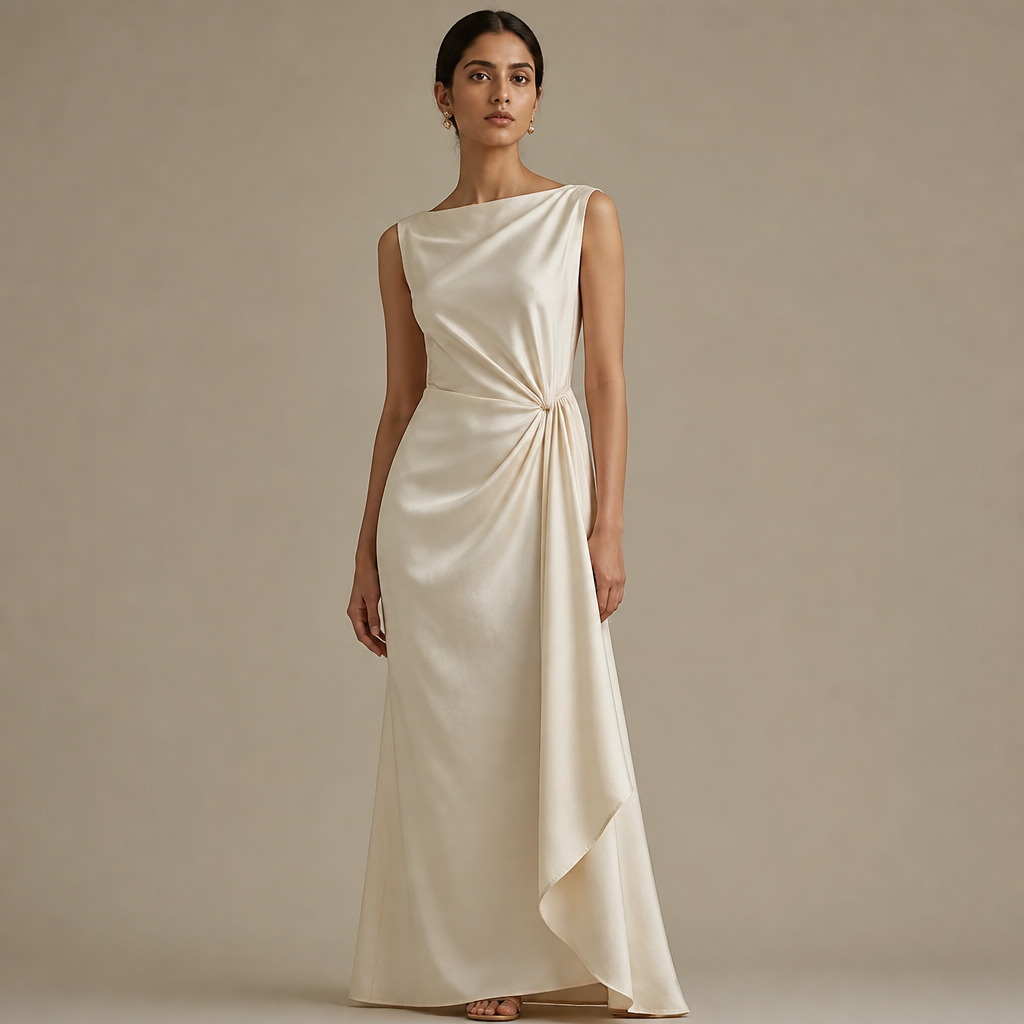 A Dress design, made of Silk, for Formal, suitable for Summer, in Minimalist + Elegant + Classic style. India fashion aesthetics.
photorealistic fashion design, A Dress design, made of Silk, for Formal, suitable for Summer, in Minimalist + Elegant + Classic style. India fashion aesthetics., minimalist style, just the design no text