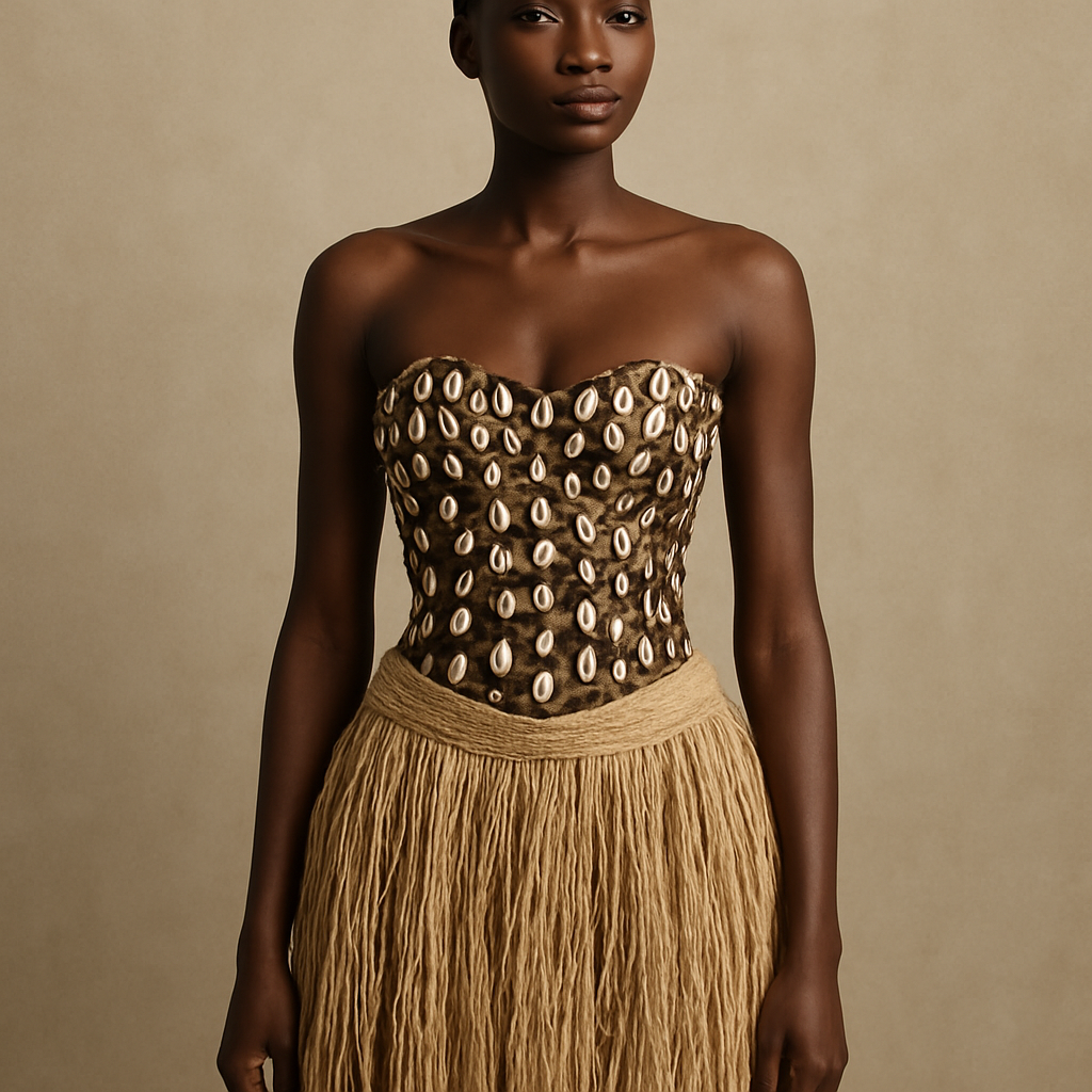 Raphia skirt
Leopard corset with cowries all over it with no strap
Raphia skirt
Leopard corset with cowries all over it with no strap