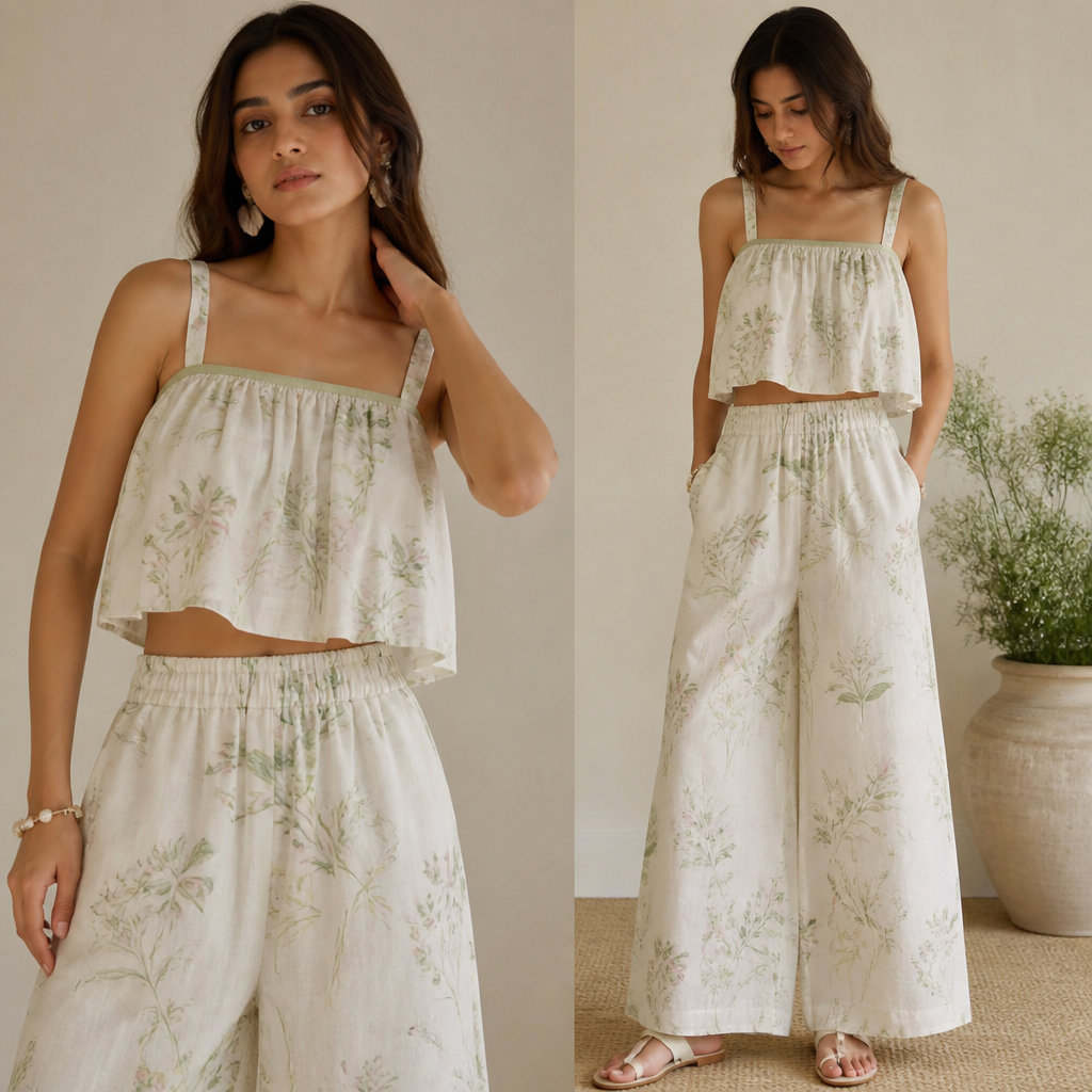 A Female Dress design, suitable for Summer. muje ak co-ord set chahiye light light design me. India fashion aesthetics.
photorealistic fashion design, A Female Dress design, suitable for Summer. muje ak co-ord set chahiye light light design me. India fashion aesthetics., just the design no text