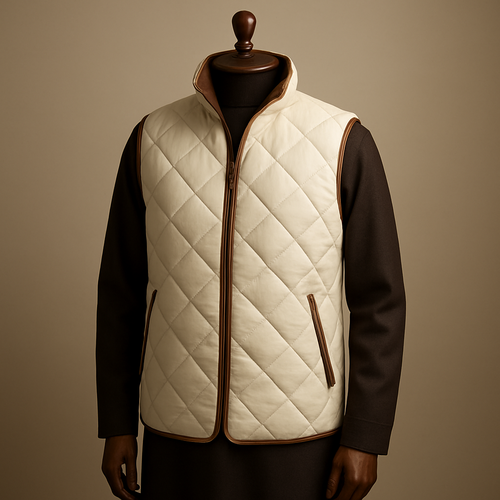 أنا Air — حاضر. أولاً: هذا هو الـ English prompt الجاهز لاستخدامه مع مولد صور أو إرساله لمصمم/مصور منتجات:

"Photorealistic product shot of an original men's quilted shell down gilet (not a copy of any existing brand). Gilet in ivory (hex #F5F1E6) with warm brown accents (hex #6B4C3B), oversized diagonal diamond quilting, detachable standing collar lined with Pakistani pashmina, matte nylon shell, matte metal two-way zipper, and contrast brown piping. Display the gilet worn over a traditional Saudi winter thobe in very dark brown (almost black) on an elegant polished wooden mannequin. Studio lighting: soft directional key light from the left, subtle rim light, warm neutral background, shallow depth of field, realistic fabric texture and stitching close-ups, full-body product shot plus close-up detail shots, high resolution, natural color grading, luxury catalogue style."

نصائح سريعة للاستخدام:
- أضف سطر نِفّيّ (negative prompt) إذا تستعمل Stable Diffusion / SDXL: "no brand logos, no text, no watermark, no exact replicas of known designs."
- إن أردت مخرج لوجهة عرض معيّنة (catalog, eCommerce, Instagram) أقدر أعدّل الصياغة لتناسب الحجم/النسبة (1:1, 4:5, 16:9) أو لتكون أكثر فنية (editorial lighting).

هل تريده بصيغة مخصّصة لمولد معيّن (Midjourney, Stable Diffusion/SDXL, DALL·E) أو تريد نسخة صالحة للإرسال لمصور/مصنع؟

تم إنشاؤه بواسطة ⁨Hello AI⁩: https://apps.apple.com/app/id1157181090