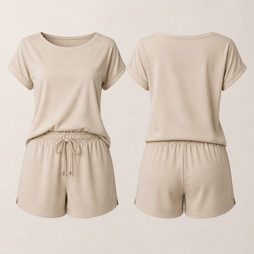 Make the shirt and trousers the same color, and use non-sheer fabric.
edit the attached fashion design with these instructions: Make the shirt and trousers the same color, and use non-sheer fabric.. keep it photorealistic, just the design no text