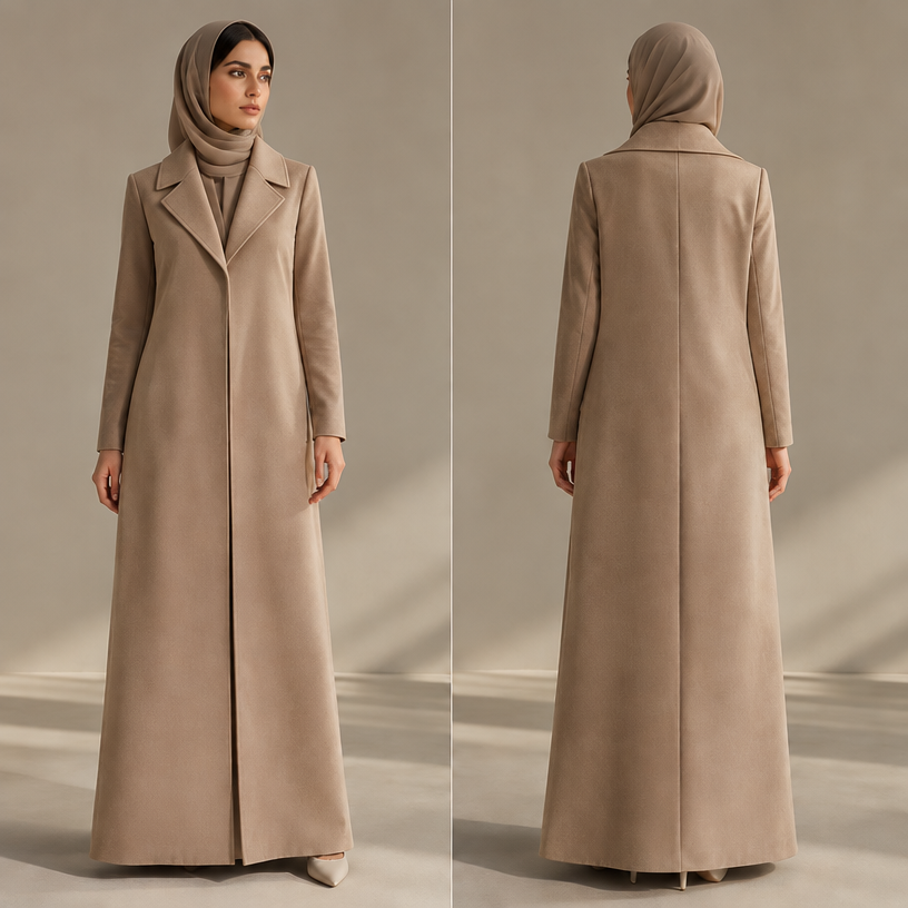 ياقة طويلة واضحه
edit the attached fashion design with these instructions: ياقة طويلة واضحه. keep it photorealistic, just the design no text