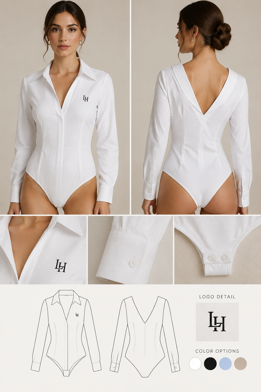 long sleev body shirt, with V neck back and front ,with logo LH, top is like formal shirt
long sleev body shirt, with V neck back and front ,with logo LH, top is like formal shirt