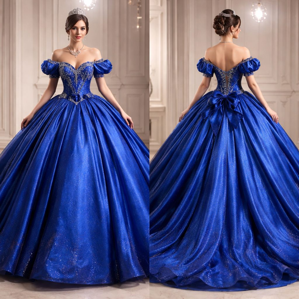 A long puffy gown Cinderella vibes in royal blue colour
A long puffy gown Cinderella vibes in royal blue colour
, western style, show front and back