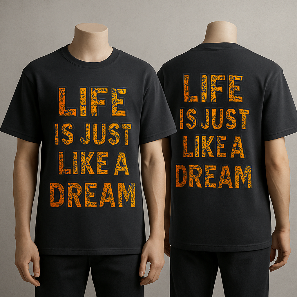 A one of a kind beautiful different plain color T -shirt that stands out, which will have written words on it with Ankara fabrics such as “life is just like a dream” front and back pose on a mannequin.
A one of a kind beautiful different plain color T -shirt that stands out, which will have written words on it with Ankara fabrics such as “life is just like a dream” front and back pose on a mannequin. , streetwear style