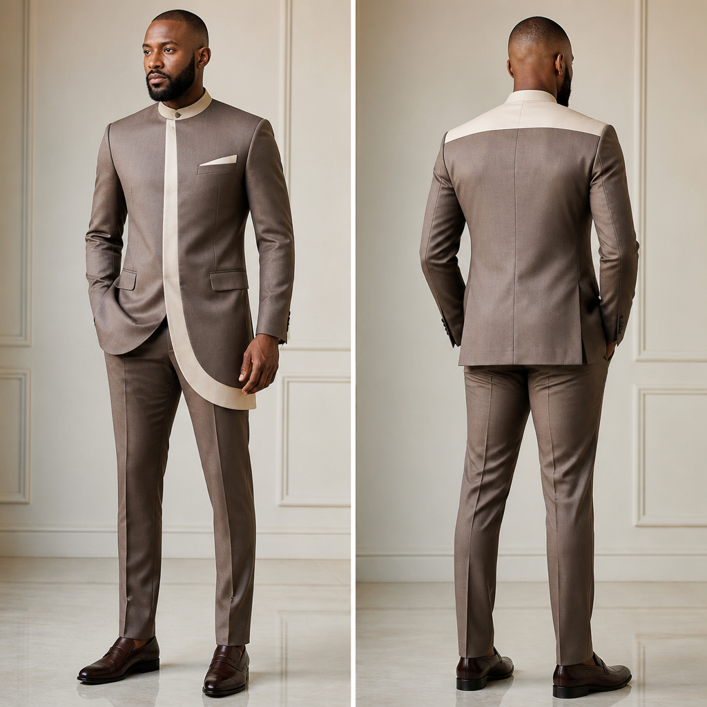 A Male fashion design. well fitted men's suit. Nigeria fashion aesthetics.
photorealistic fashion design, A Male fashion design. well fitted men's suit. Nigeria fashion aesthetics., just the design no text