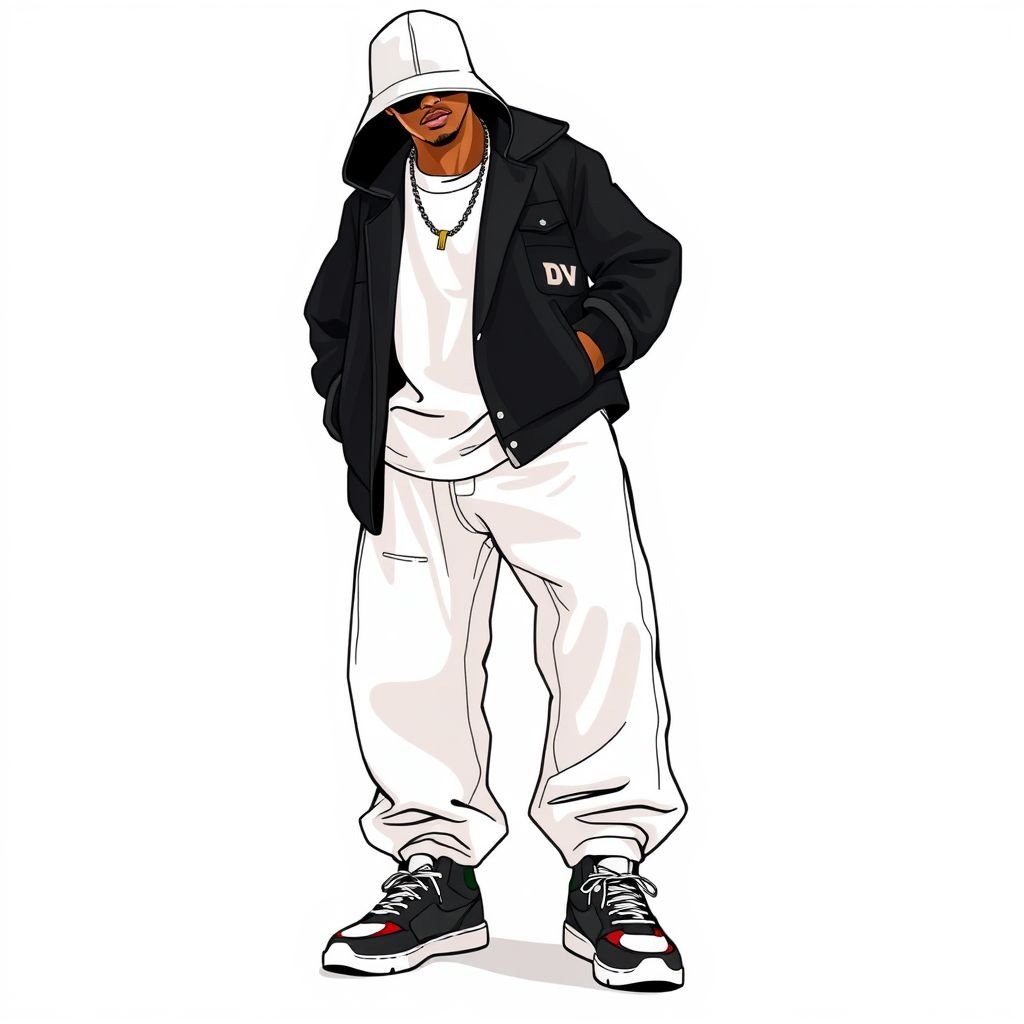 Manfinity EMRG Men Simple Solid Color Spliced Front Tie Casual Straight Leg Pants, Side Opening Design White Pants, Hip Hop Long Baggy Pants, For Husband, Boyfriend Gifts Retro Pants For Menmen's Track Pantsstreet Wear Pantsy2k Pants Meny2k Pants For Men. With DV on pocket
Design an urban streetwear ensemble featuring oversized, spliced white pants with a relaxed straight-leg fit. Infuse hip-hop culture with side openings and a retro DV logo on the pocket. Emphasize casual chic vibes with baggy silhouettes and playful layering, perfect for the modern man. Inspired by Y2K aesthetics and designed for everyday wear.