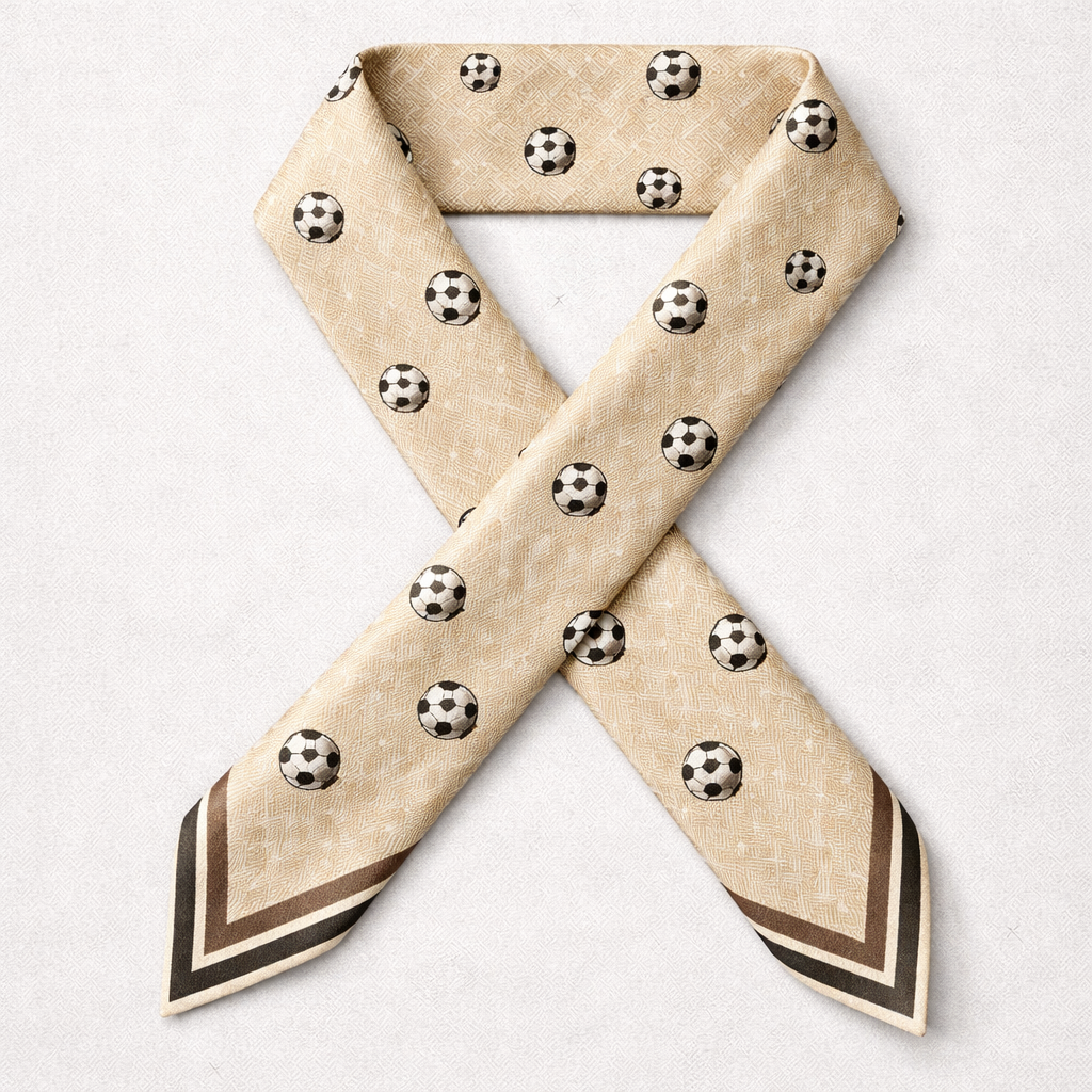 Design a 5 x 86 cm silk twilly that will be wrapped around the handle on a handbag.
It need to have a ver discrete herringbone pattern with small soccer balls throughout
Design a 5 x 86 cm silk twilly that will be wrapped around the handle on a handbag.
It need to have a ver discrete herringbone pattern with small soccer balls throughout, classic style