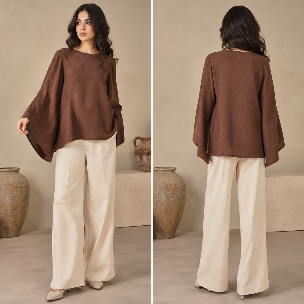 A Female Dress design, suitable for Fall. أريد بلوزة يدين واسعين وشكل بلوزة سامبل. Algeria fashion aesthetics. Present it as professional fashion catalogue photography: the garment is the subject, shown full-length with editorial styling, neutral posing and tasteful, non-suggestive framing.
photorealistic fashion design, A Female Dress design, suitable for Fall. أريد بلوزة يدين واسعين وشكل بلوزة سامبل. Algeria fashion aesthetics. Present it as professional fashion catalogue photography: the garment is the subject, shown full-length with editorial styling, neutral posing and tasteful, non-suggestive framing., just the design no text