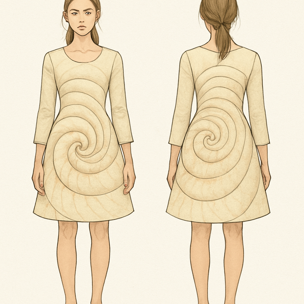 Fashion without fear is my collection and the seashell is my inspiration.
I want a full dress with the spiral nature of the shell. It should be a mode dress with sleeves and the neckline should be like the opening of the shell
Fashion without fear is my collection and the seashell is my inspiration.
I want a full dress with the spiral nature of the shell. It should be a mode dress with sleeves and the neckline should be like the opening of the shell , casual style, show front and back