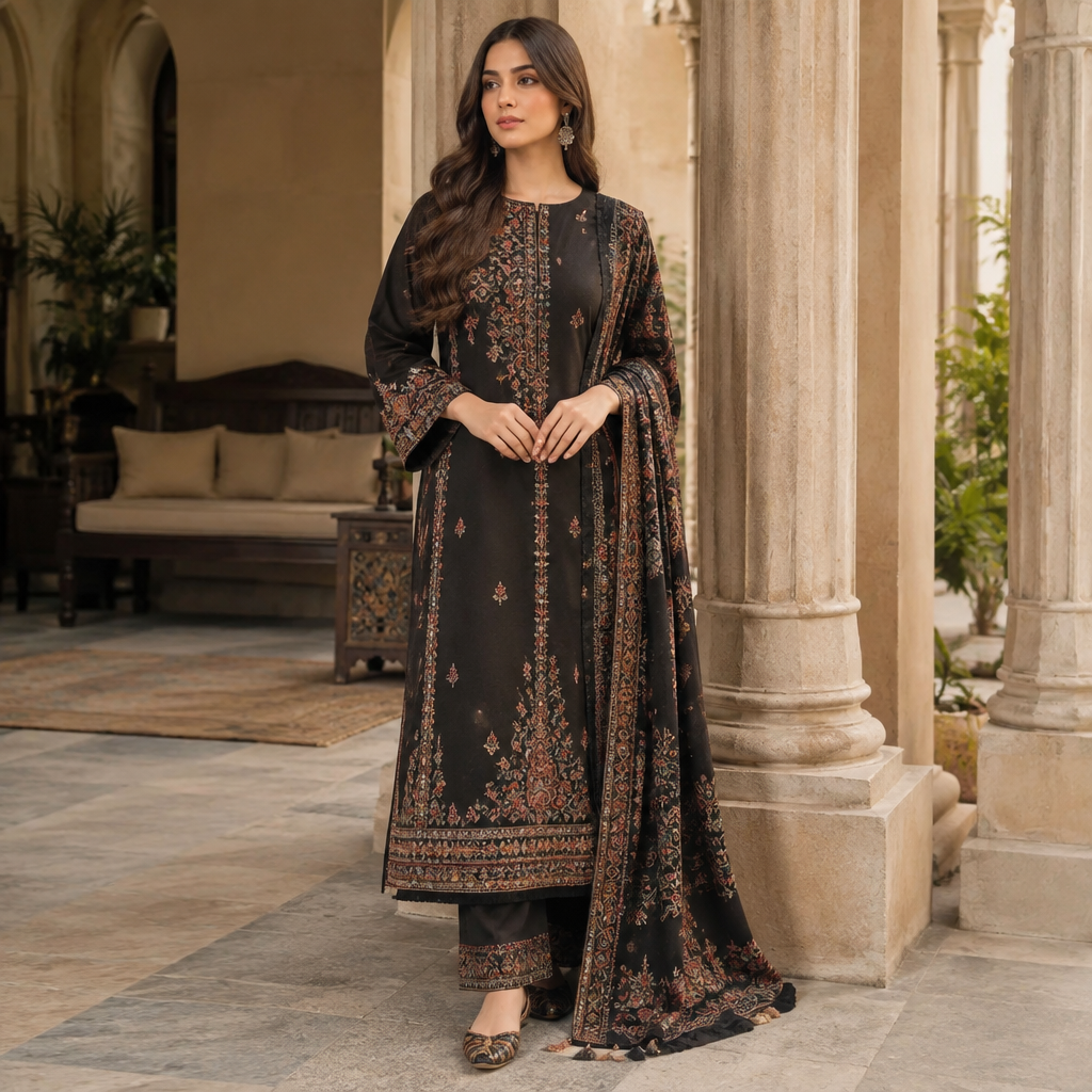 A Female Dress design, suitable for Fall. Pakistan fashion aesthetics. Present it as professional fashion catalogue photography: the garment is the subject, shown full-length with editorial styling, neutral posing and tasteful, non-suggestive framing.
photorealistic fashion design, A Female Dress design, suitable for Fall. Pakistan fashion aesthetics. Present it as professional fashion catalogue photography: the garment is the subject, shown full-length with editorial styling, neutral posing and tasteful, non-suggestive framing., just the design no text