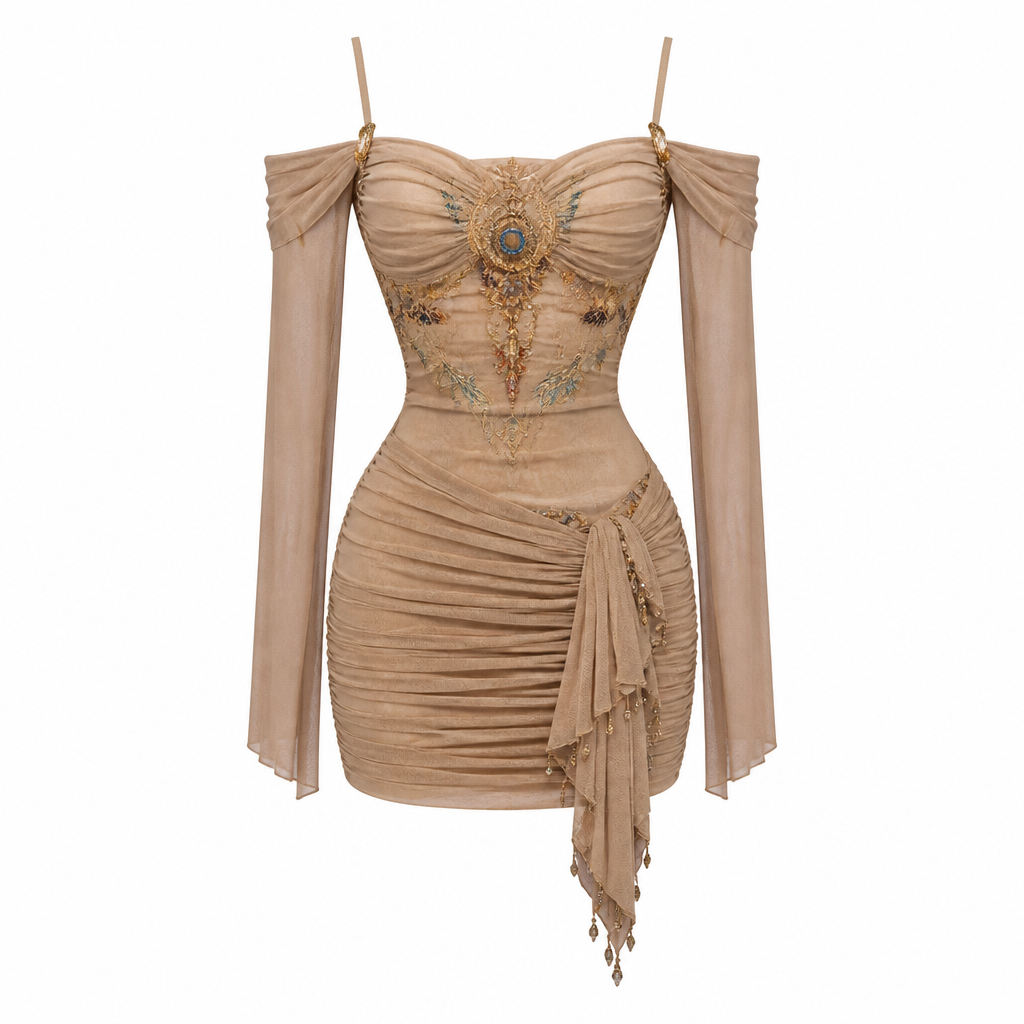 boho mini dress bodycon. Egypt fashion aesthetics.
photorealistic fashion design, boho mini dress bodycon. Egypt fashion aesthetics., just the design no text