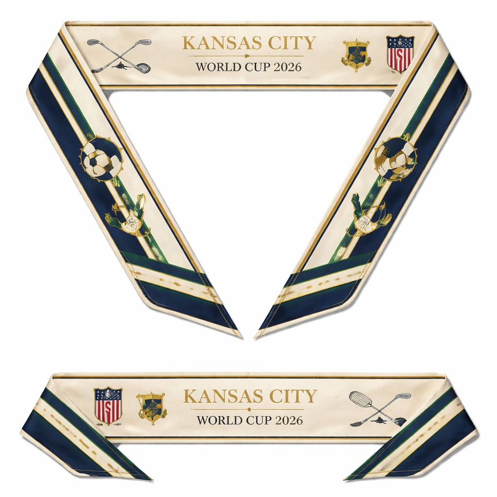 Design a silk scarf that is 5 x 86cm that wraps around a handle of a handbag
American Sporting Heritage
Classic American preppy silk twilly inspired by traditional sporting scarves, collegiate elegance, and timeless country-club style—refined, understated, and archival
Incorporate this style specifically for Kansas City, MO hosting the world cup 2026. More simple
Design a silk scarf that is 5 x 86cm that wraps around a handle of a handbag
American Sporting Heritage
Classic American preppy silk twilly inspired by traditional sporting scarves, collegiate elegance, and timeless country-club style—refined, understated, and archival
Incorporate this style specifically for Kansas City, MO hosting the world cup 2026. More simple, classic style, show front and back