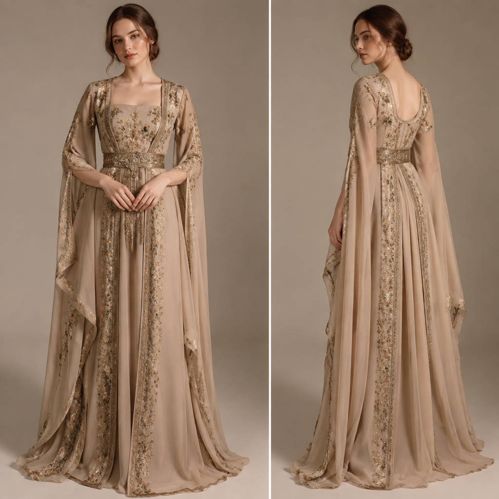suited to a Temperate climate, in Glamorous + Minimalist + Elegant style, shown on a model with fair skin. بدي فسطان كردي زي كردي تصمملي. SY fashion aesthetics. Present it as professional fashion catalogue photography: the garment is the subject, shown full-length with editorial styling, neutral posing and tasteful, non-suggestive framing.
photorealistic fashion design, suited to a Temperate climate, in Glamorous + Minimalist + Elegant style, shown on a model with fair skin. بدي فسطان كردي زي كردي تصمملي. SY fashion aesthetics. Present it as professional fashion catalogue photography: the garment is the subject, shown full-length with editorial styling, neutral posing and tasteful, non-suggestive framing., glamorous style, just the design no text