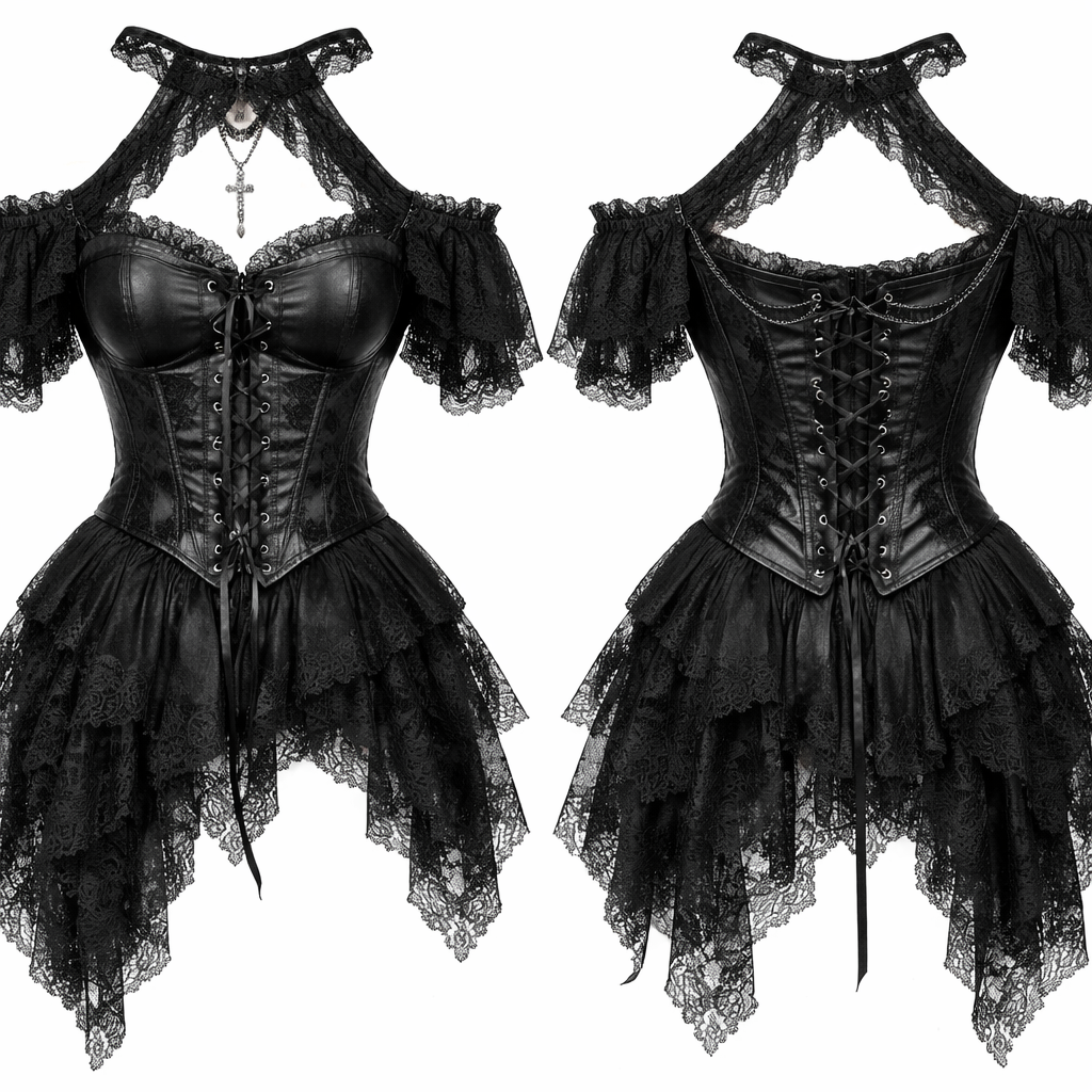 Off shoulder top
Off shoulder top
, gothic style, show front and back