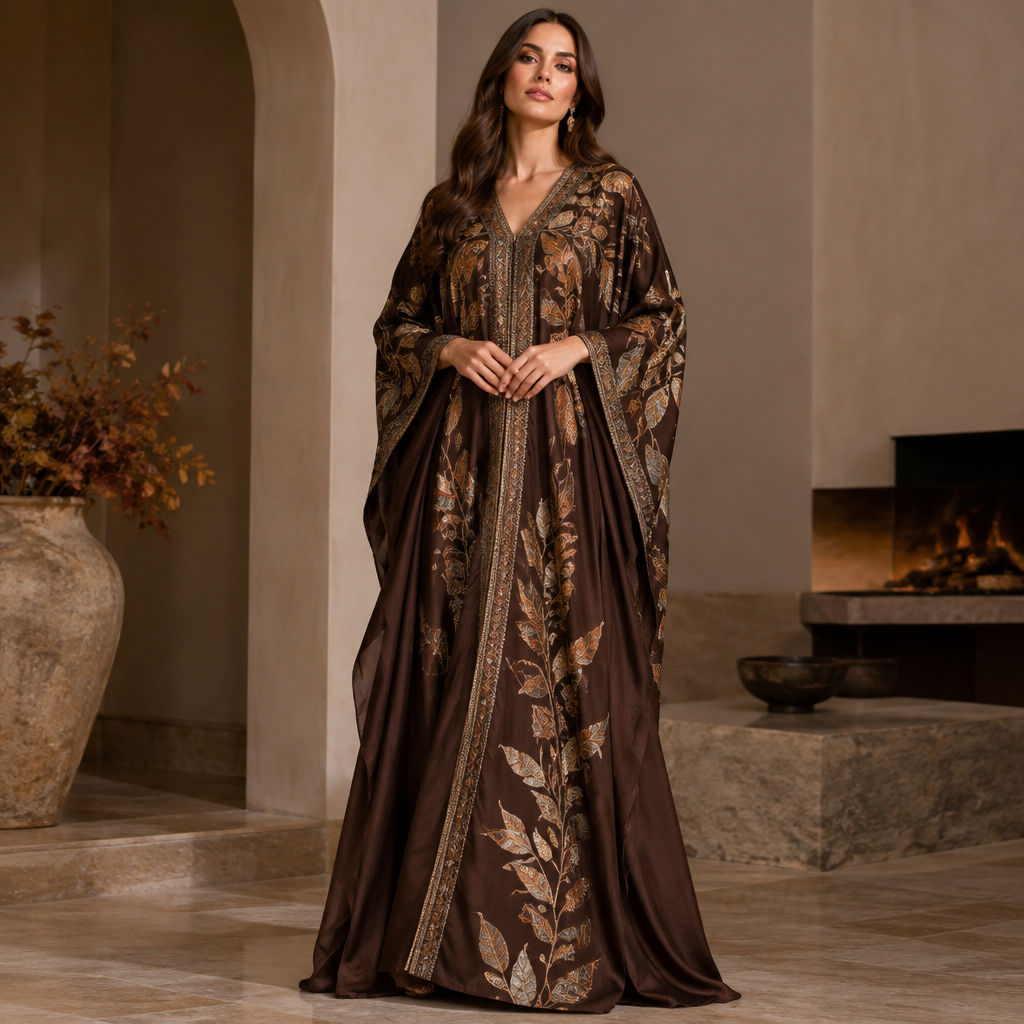 A Female Kaftan design, suitable for Fall, in Glamorous style. MR fashion aesthetics. Present it as professional fashion catalogue photography: the garment is the subject, shown full-length with editorial styling, neutral posing and tasteful, non-suggestive framing.
photorealistic fashion design, A Female Kaftan design, suitable for Fall, in Glamorous style. MR fashion aesthetics. Present it as professional fashion catalogue photography: the garment is the subject, shown full-length with editorial styling, neutral posing and tasteful, non-suggestive framing., glamorous style, just the design no text