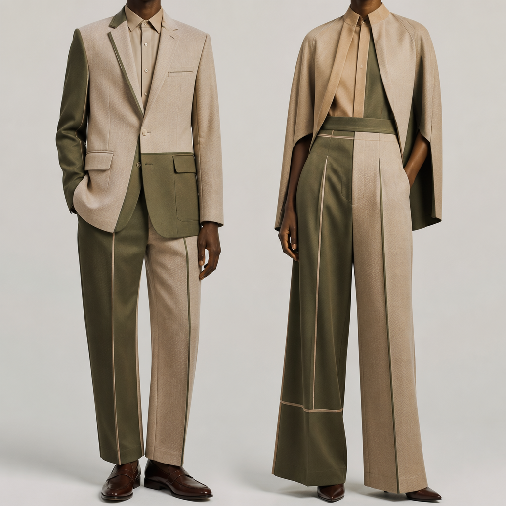 A Unisex fashion design, in Business style. South Africa fashion aesthetics.
photorealistic fashion design, A Unisex fashion design, in Business style. South Africa fashion aesthetics., business style, just the design no text