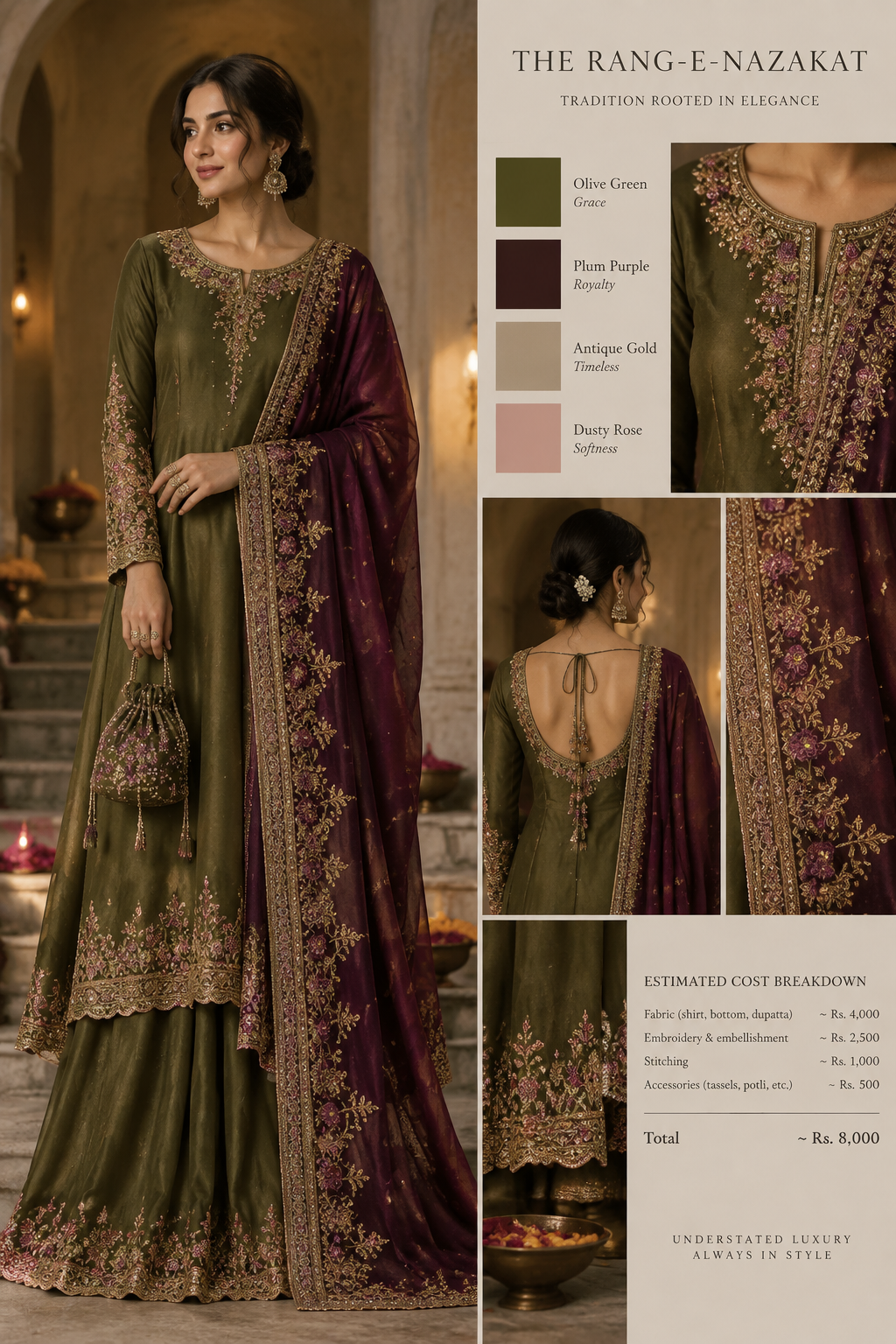 I just want to create something elegant luxurious and desi looking dress under 8000 make one for me with some unique colour combination
I just want to create something elegant luxurious and desi looking dress under 8000 make one for me with some unique colour combination